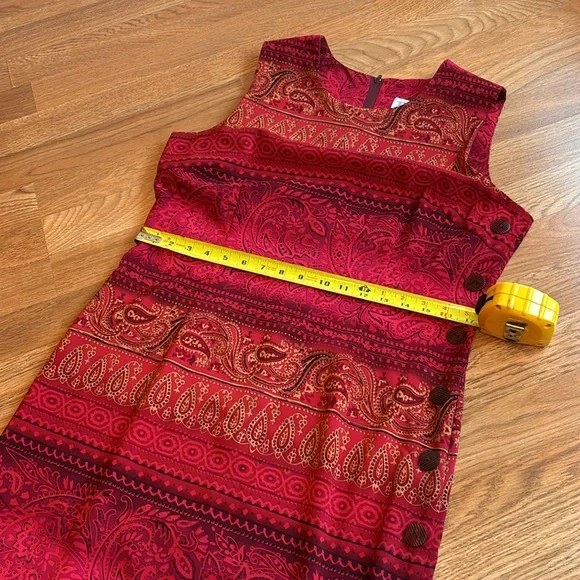 Vintage 1990’s R&K Original vibrant red and dark pink floral dress. Size 10P. - Picture 15 of 17